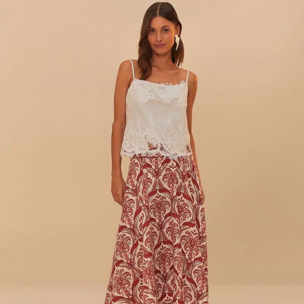 Farm Rio Off-White Sleeveless Lace Top